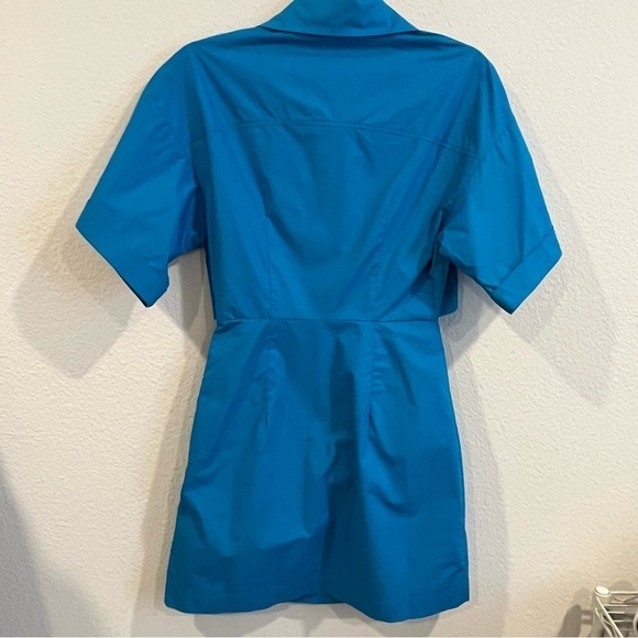 Urban Revivo blue structured shirt mini dress with cut out middle size 4 cotton - Picture 2 of 9